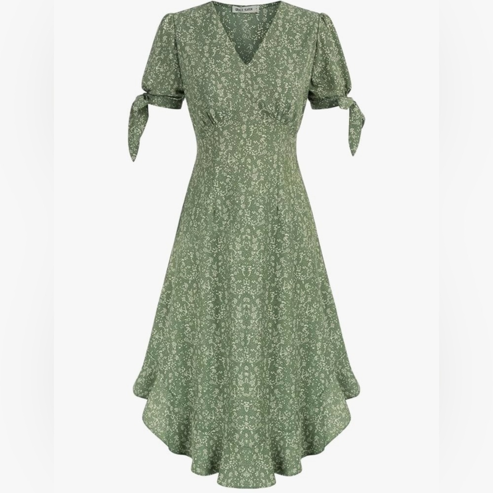 Tie Sleeve Dress with fitted Bodice